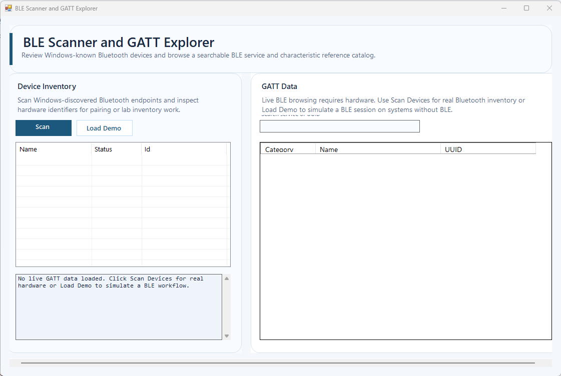 BLE scanner and GATT explorer
