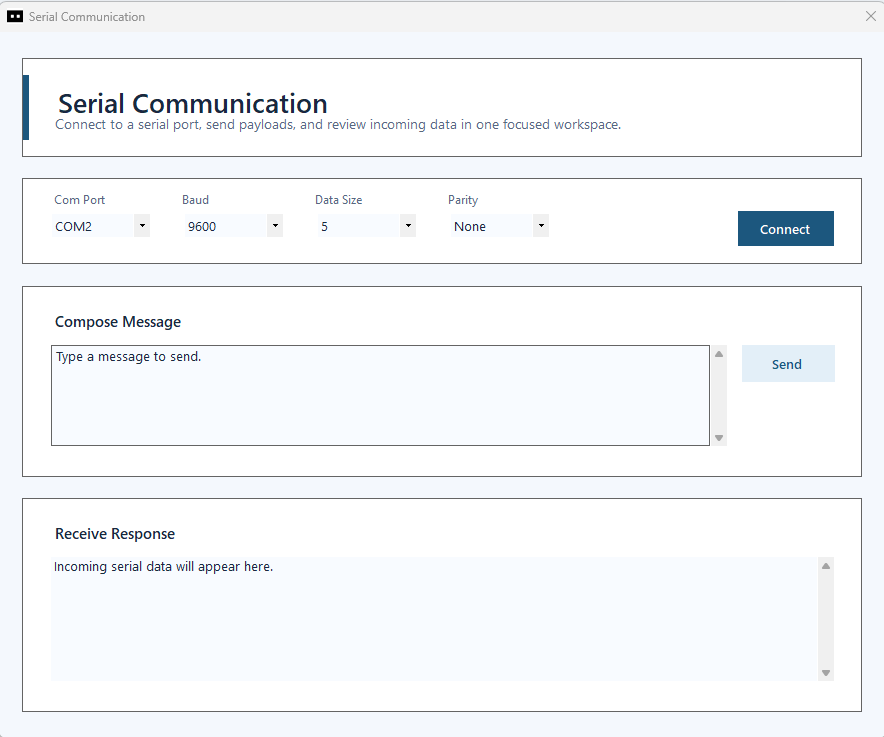 Serial communication workspace