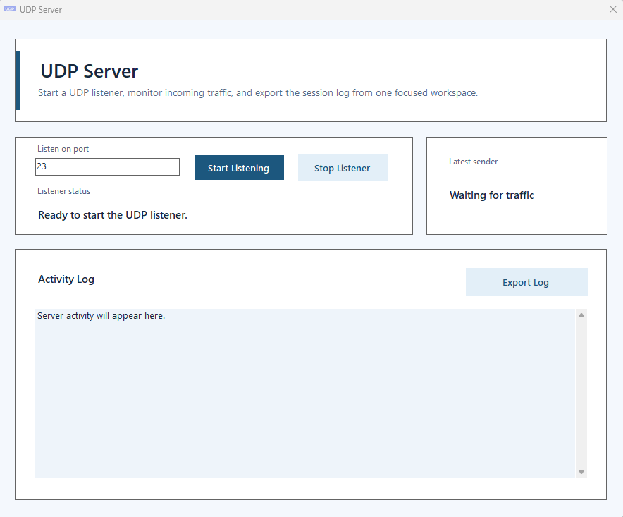 UDP server workspace